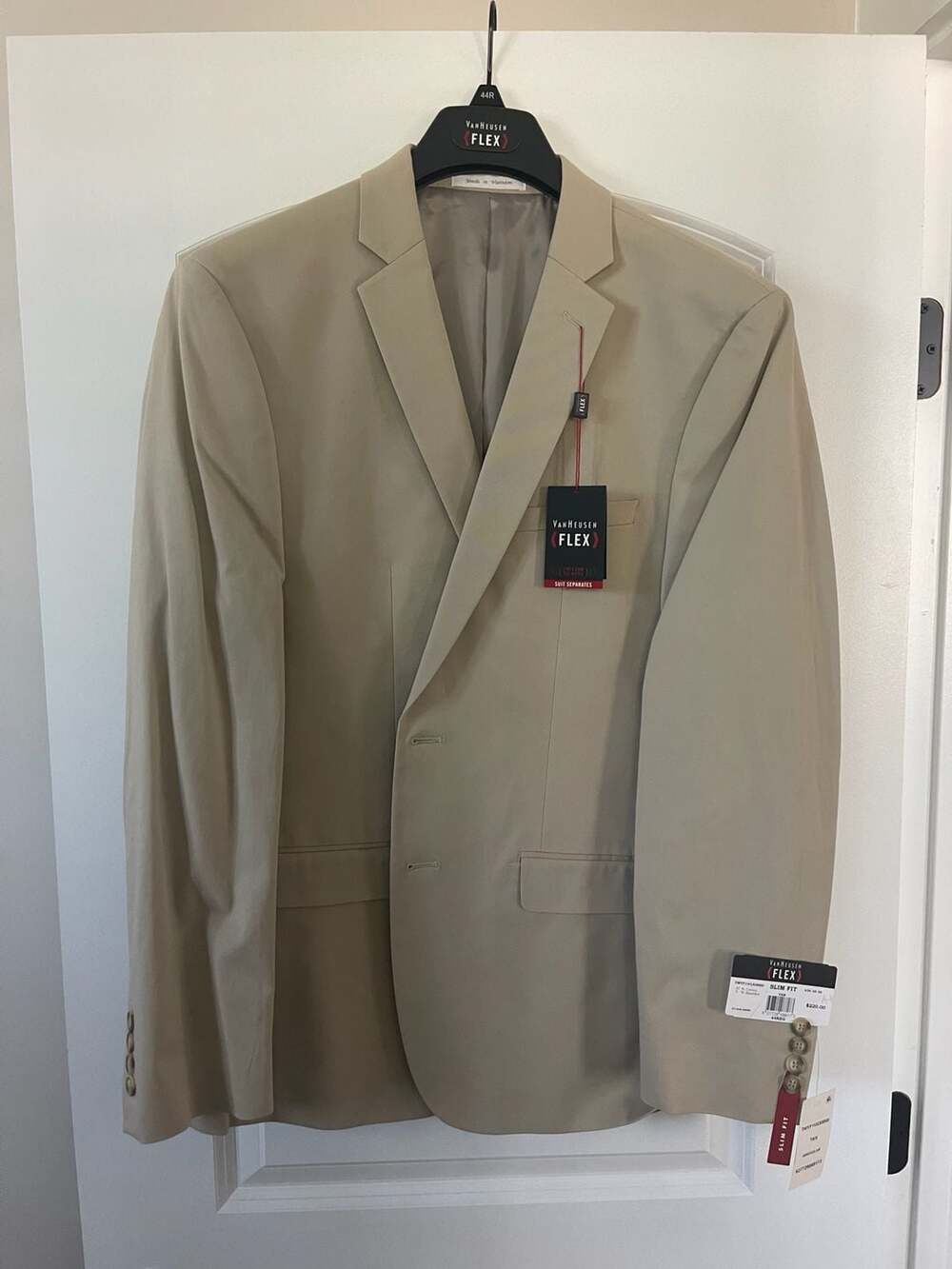 Van Heusen Flex Suit Jacket Size 44R Tan Slim Fit New